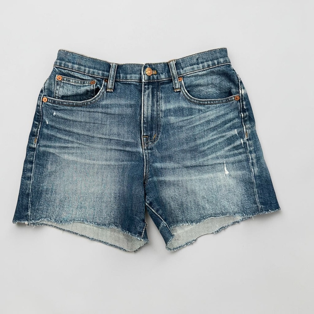 Madewell High-Rise Denim Shorts 4" Blue Medium Wash Raw Hem F7019 Size 26 Indie